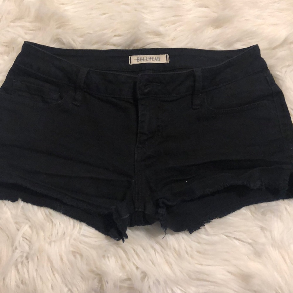 Black denim shorts